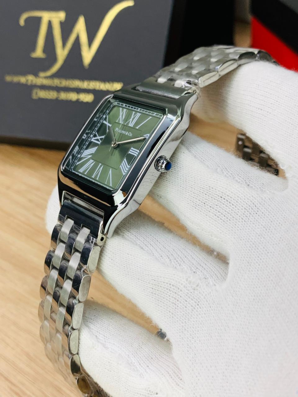 Square Dial Silver Green