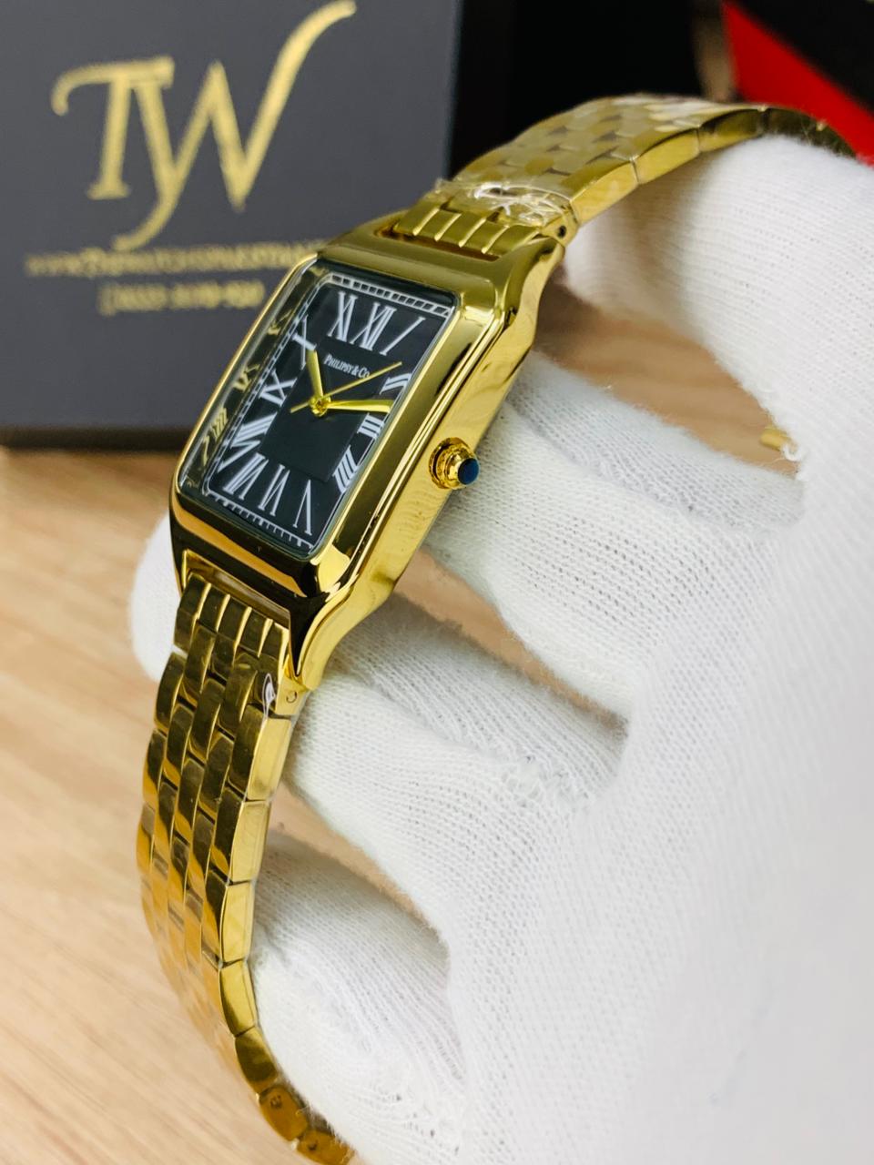 Square Dial Golden Black