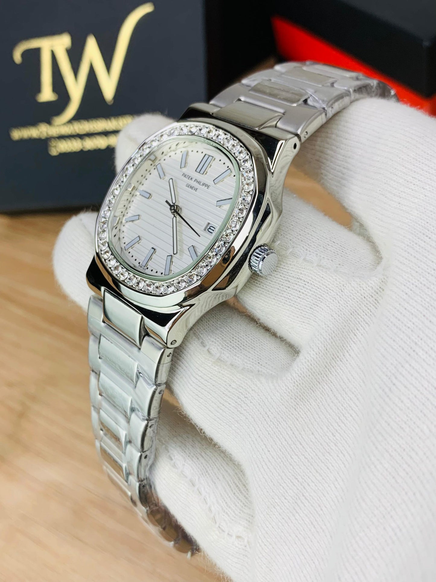 PP-Slim Case Stone Dial Silver !