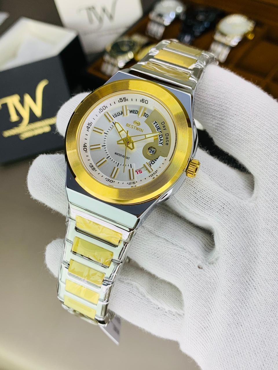 Day Date Best-win Two Tone White Dial