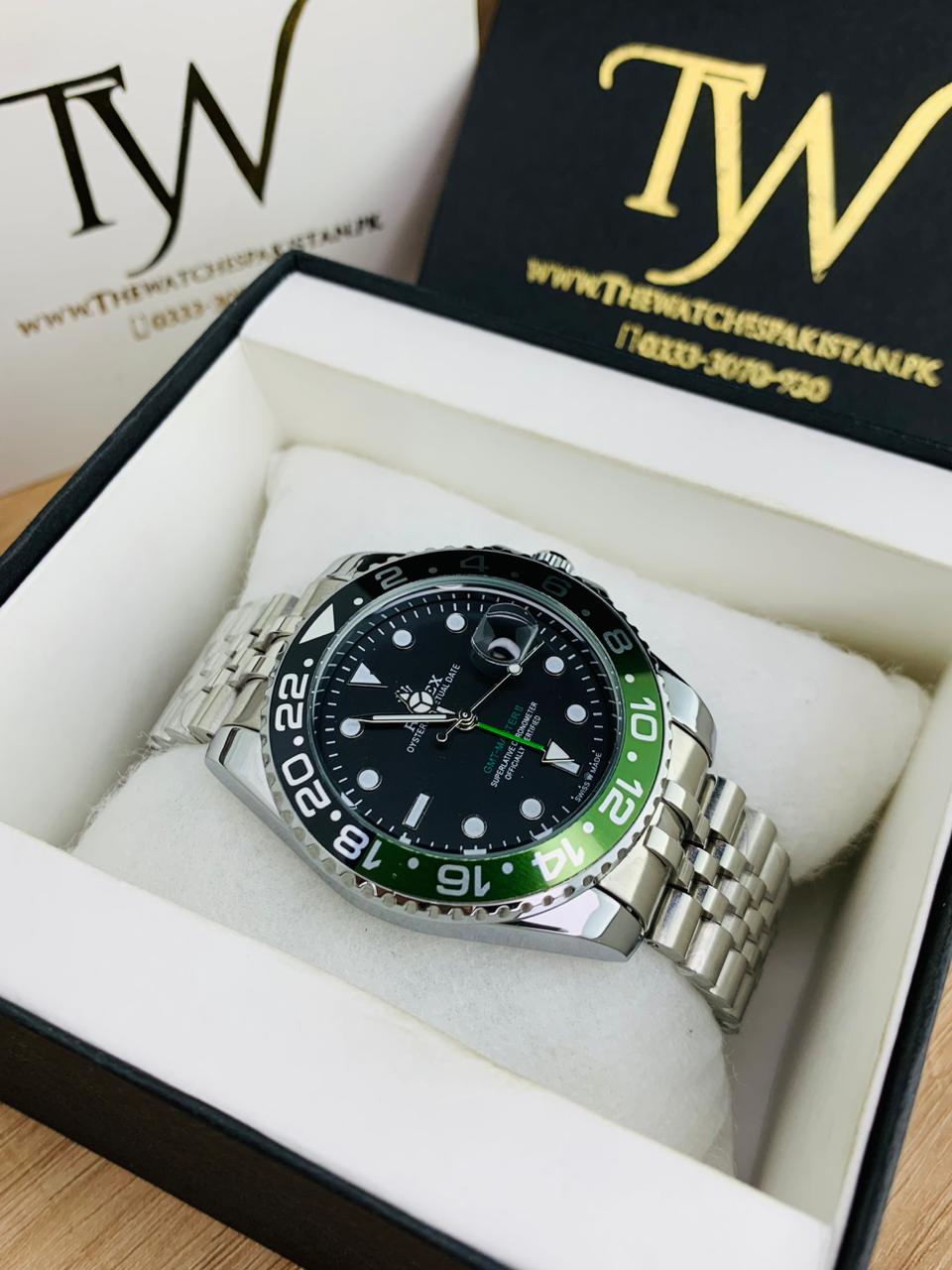 GMT Silver Green Black Dial !
