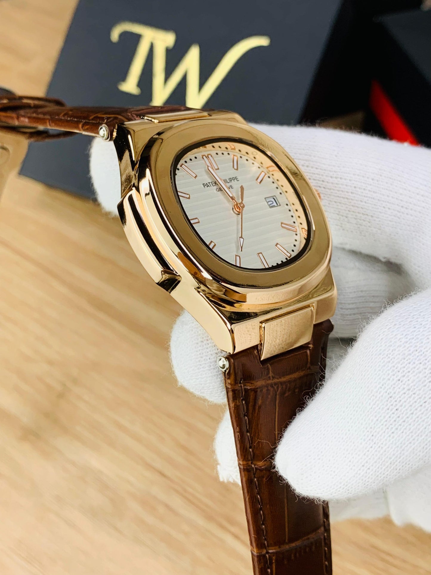 PP- Copper Case Brown Strap White Dial