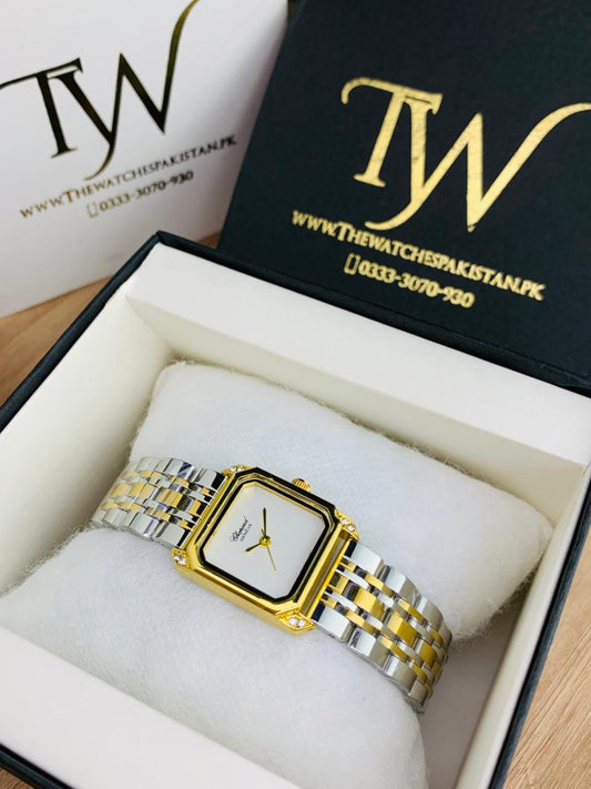 Chopard Square Two Tone White Dial