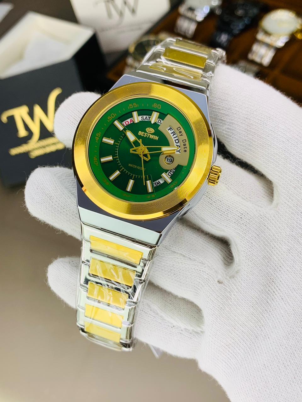 Day Date Best-win Two Tone Green Dial