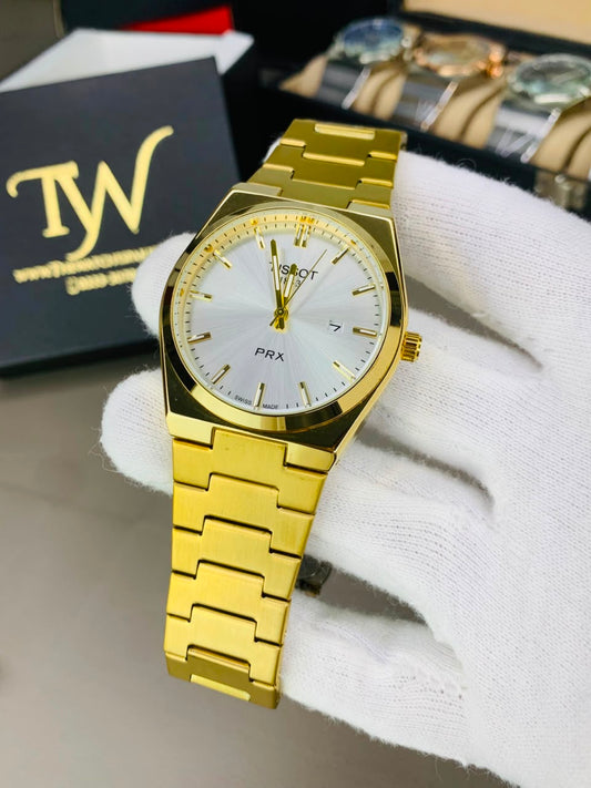 Prx Semi Auto Golden White Dial