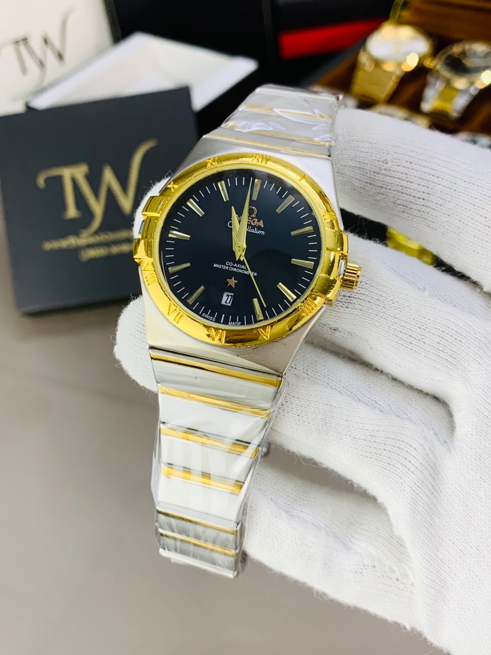 Golden Two Tone Black Dial