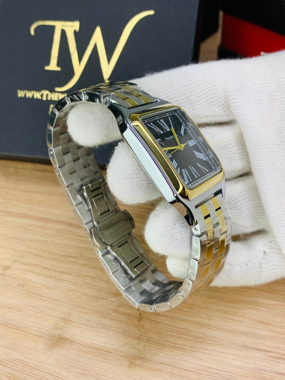 Square Dial Two Tone Black