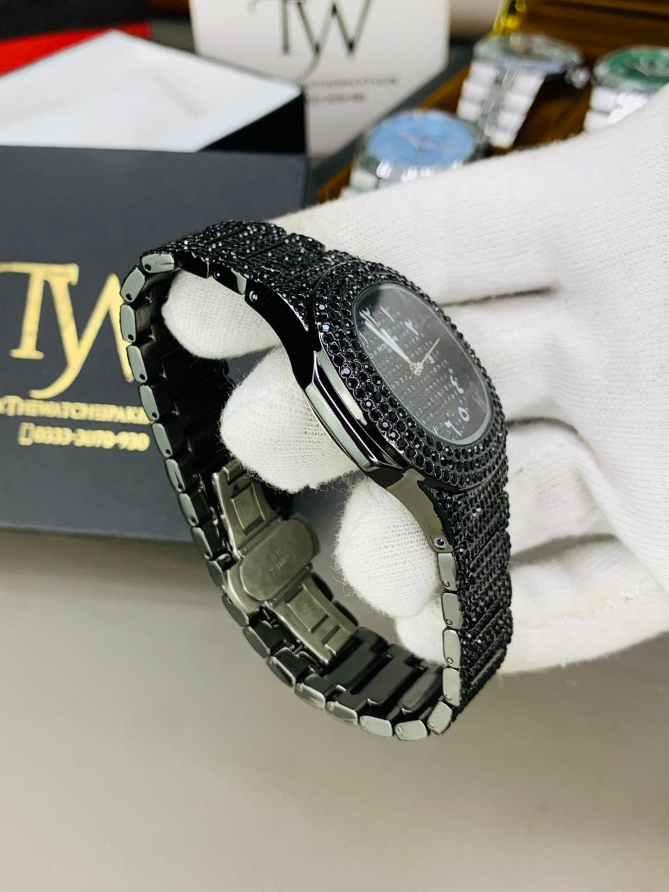 Eid Discount | Black Arabic Stone Watch ⌚