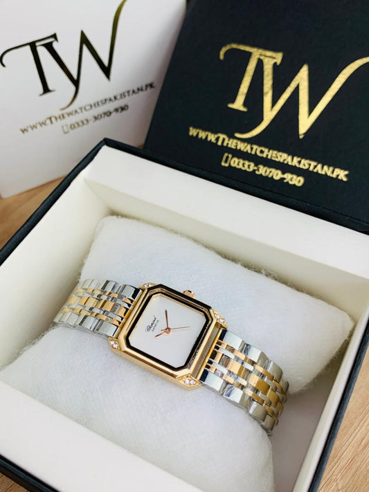 Chopard Square Rose Two Tone White Dial