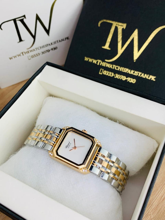 Chopard Square Rose Two Tone White Dial