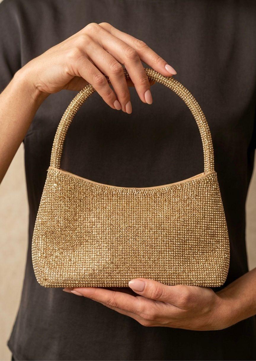 Elegant Gold Crystal Evening Bag