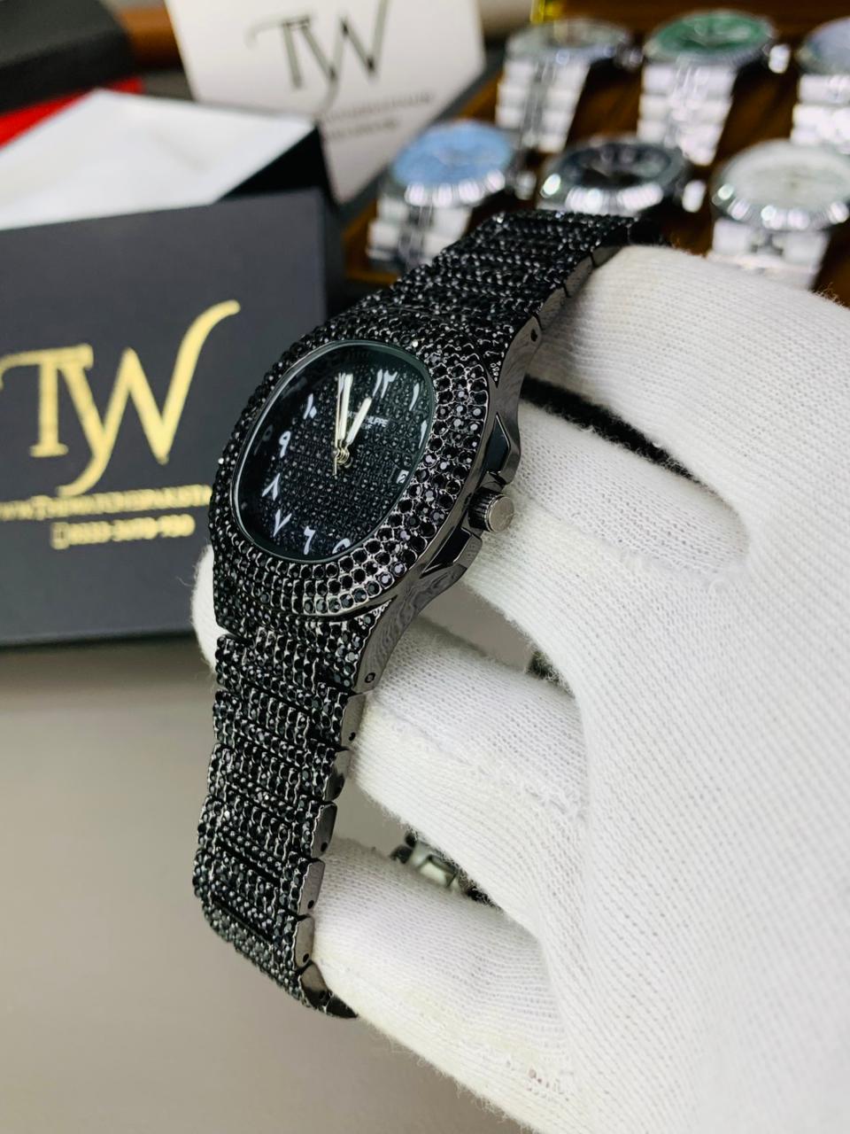 Eid Discount | Black Arabic Stone Watch ⌚