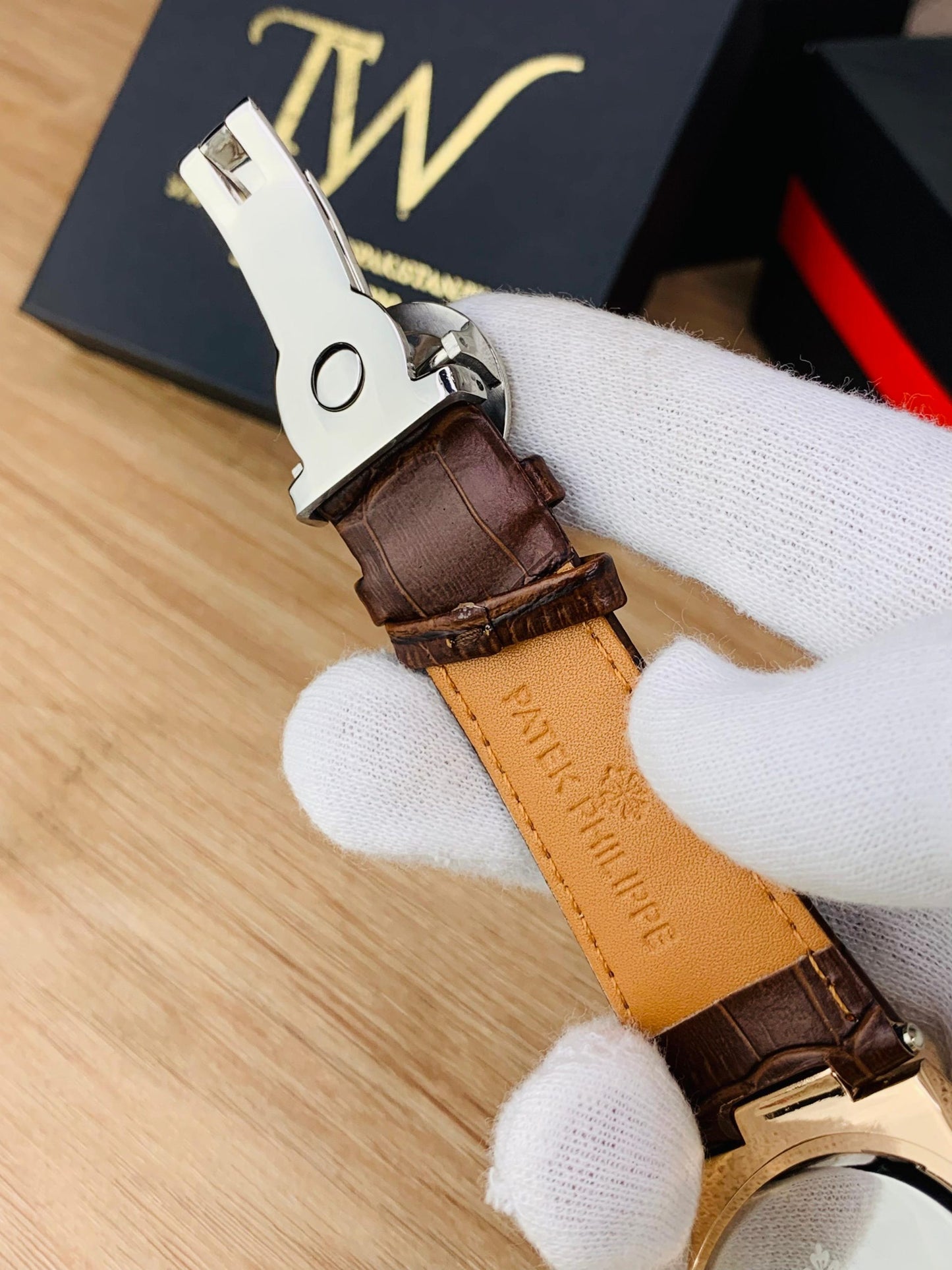 PP- Copper Case Brown Strap White Dial