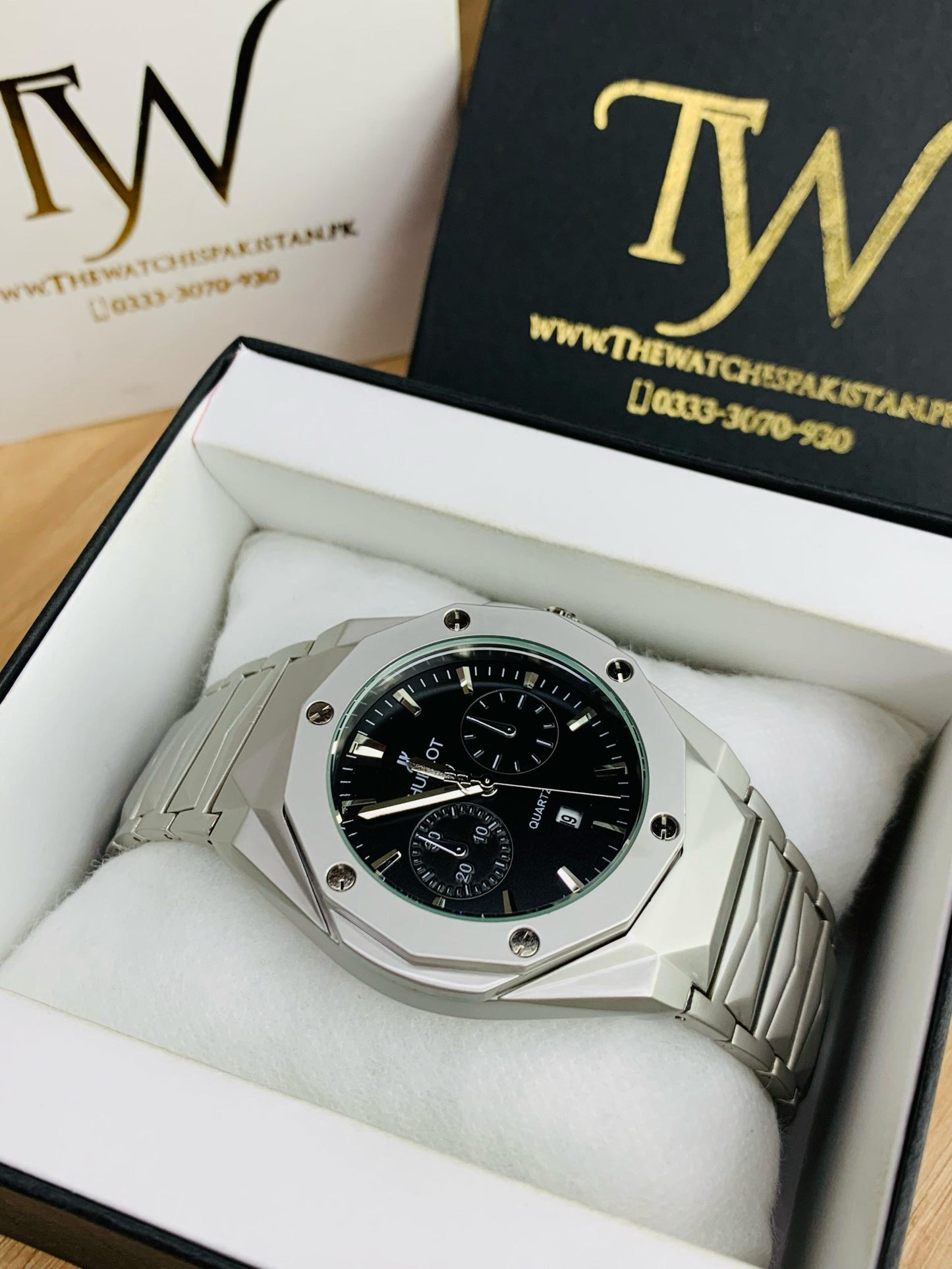 HB Diamond Cut Black Dial