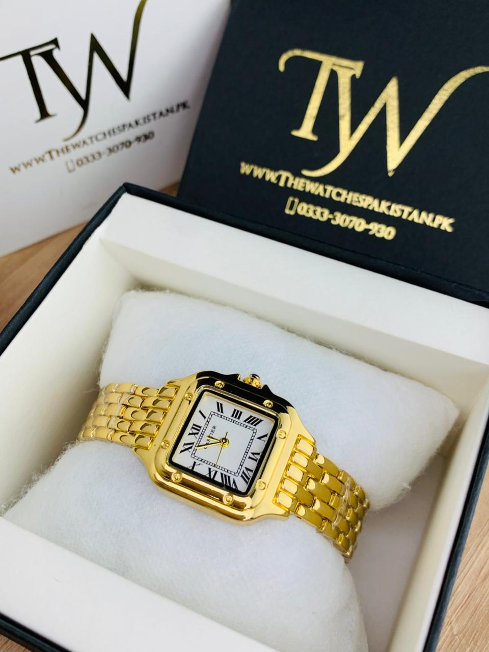 Cartier Square Mini Dial Golden White Dial