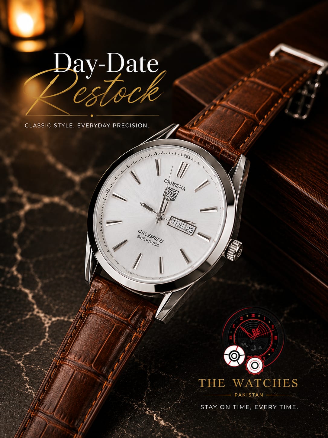Day Date Tag Men Watch In Brown !
