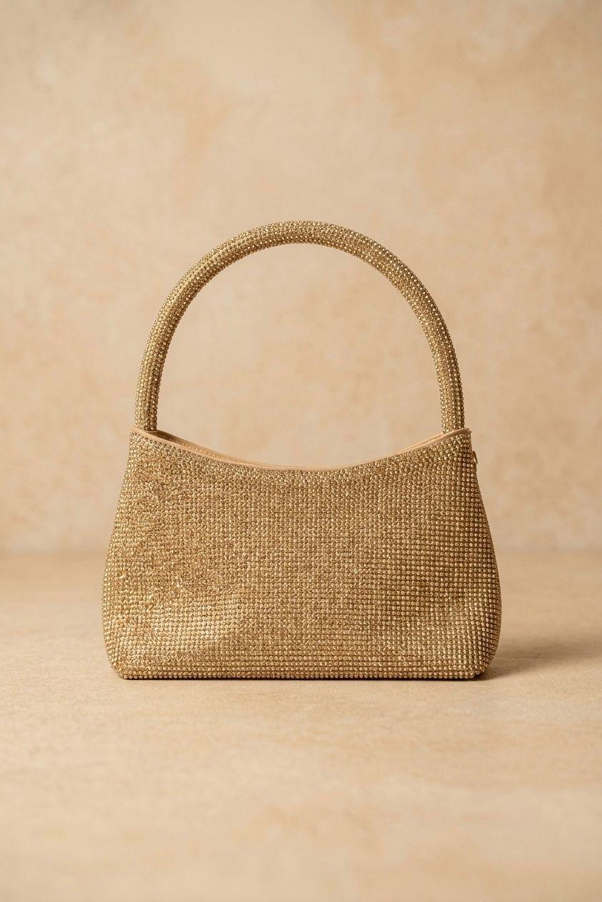 Elegant Gold Crystal Evening Bag