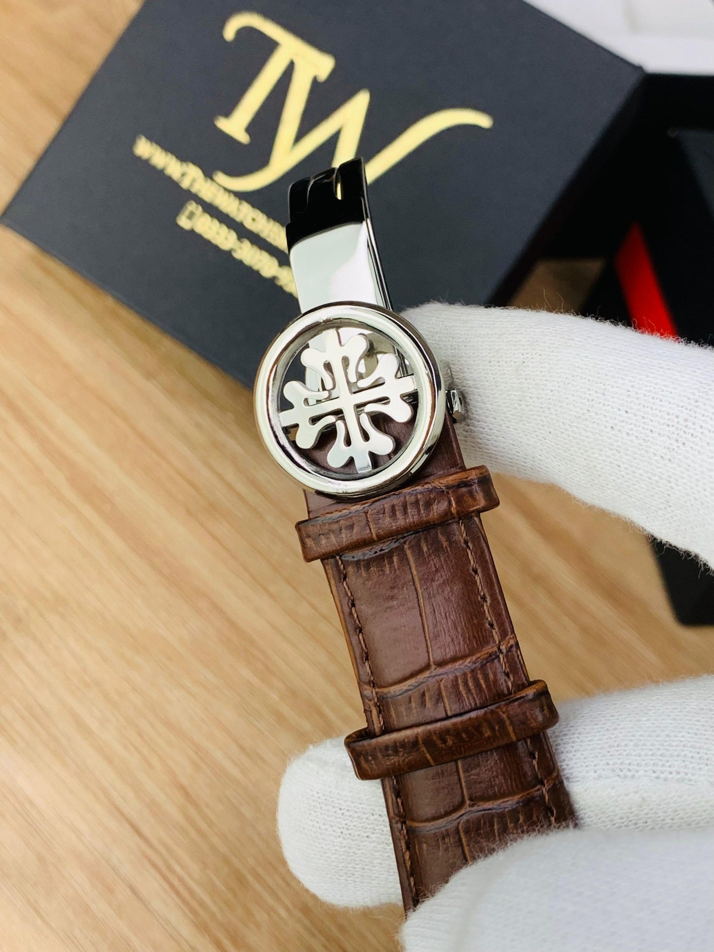 PP- Copper Case Brown Strap White Dial