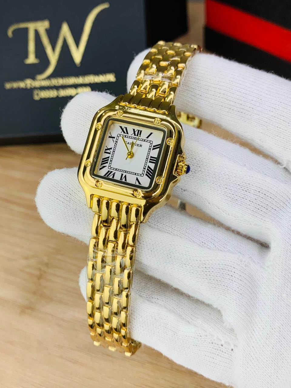 Cartier Square Mini Dial Golden White Dial