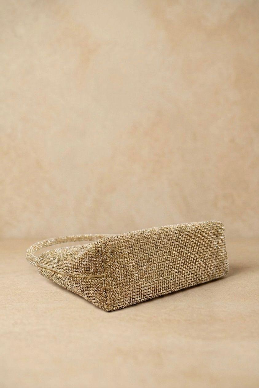 Elegant Gold Crystal Evening Bag