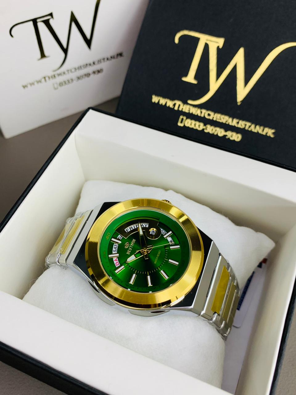 Day Date Best-win Two Tone Green Dial