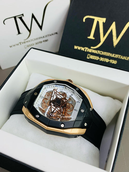 HB-Strap Watch Black Strap White Dial