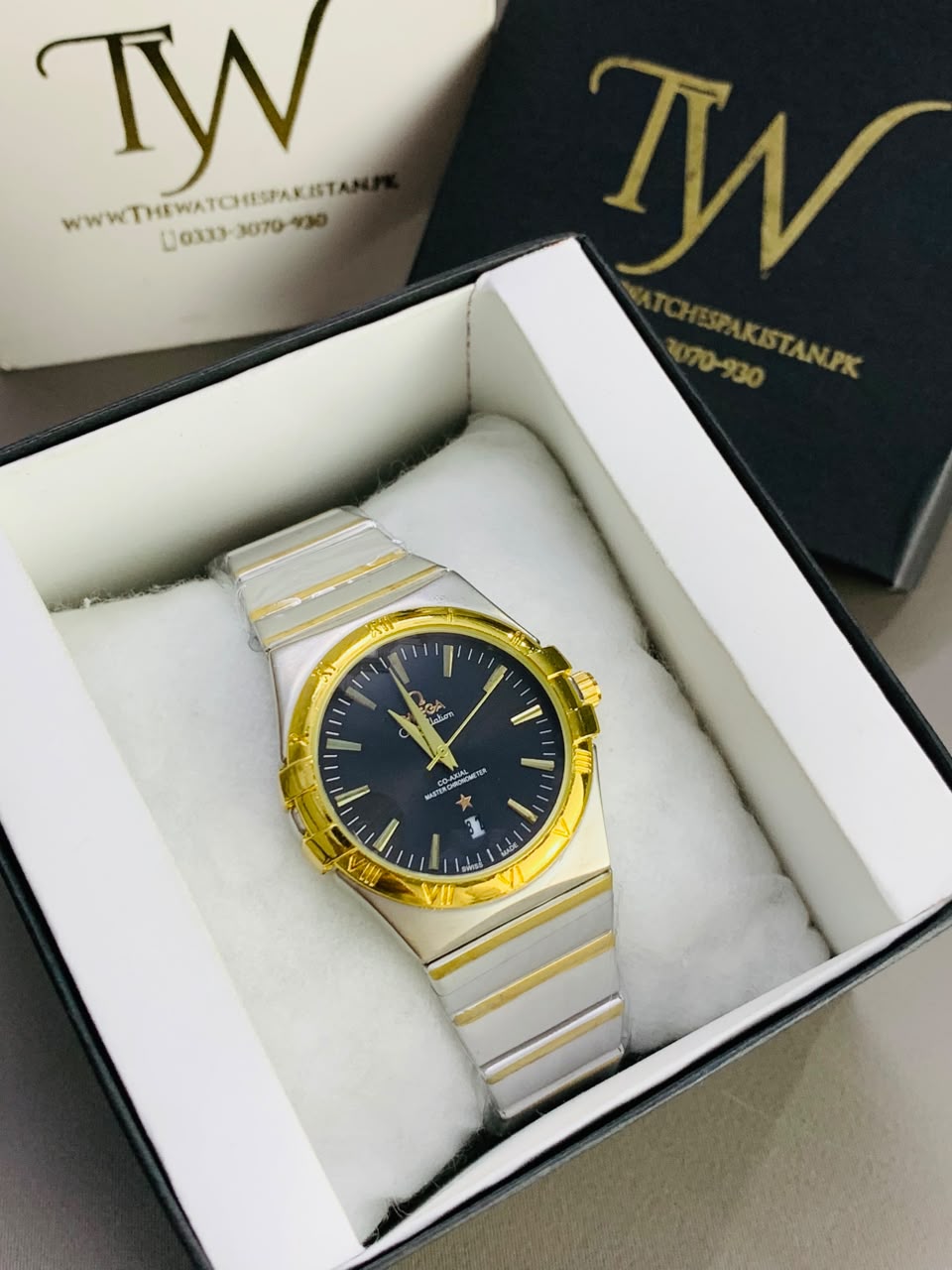 Golden Two Tone Black Dial