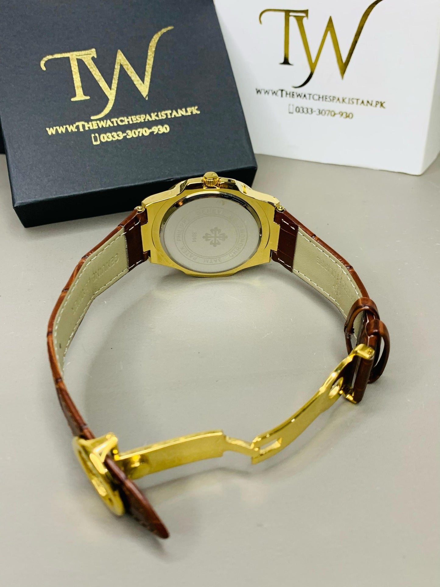 PP-Golden Case White Dial