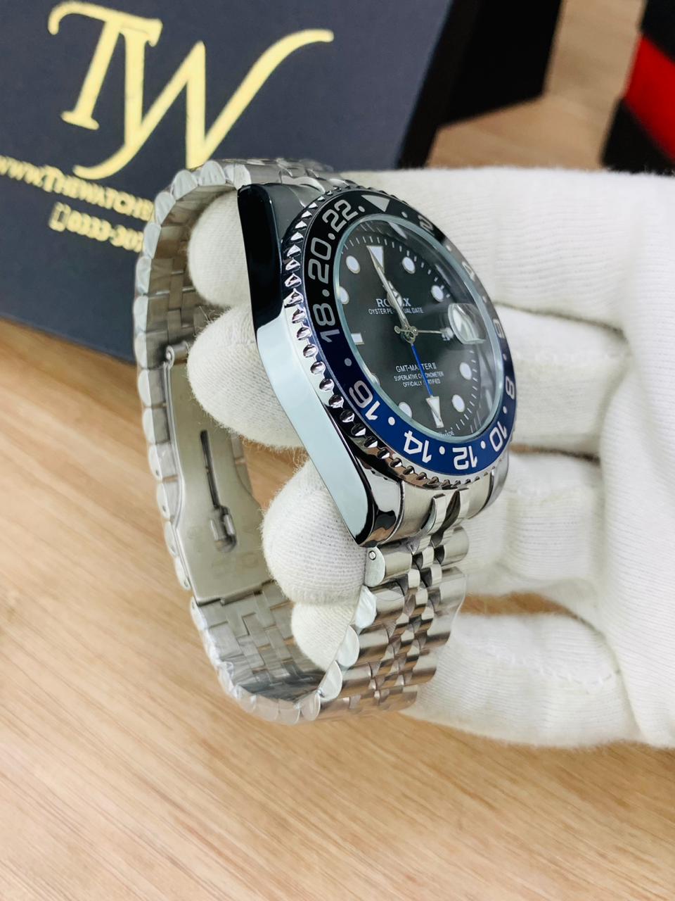 GMT Silver Blue Black Dial !