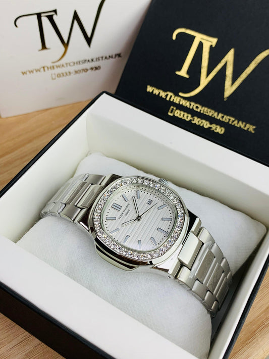 PP-Slim Case Stone Dial Silver !