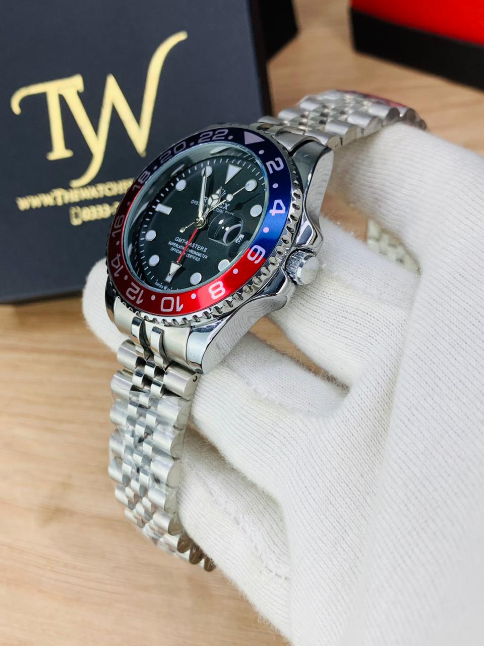 GMT Silver Blue Red Black Dial !
