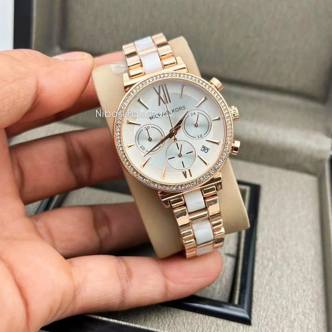 MK-White Slim Case Watch Date Working