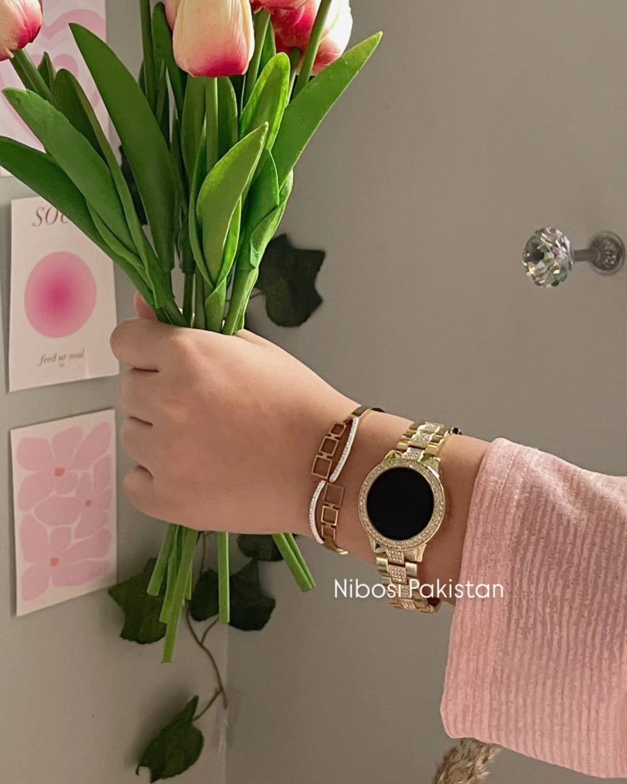 Led Display Watch For Her Golden