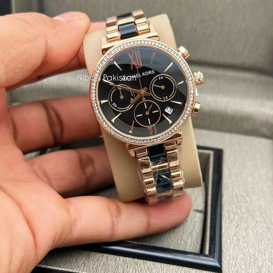 MK-Black Slim Case Watch Date Working