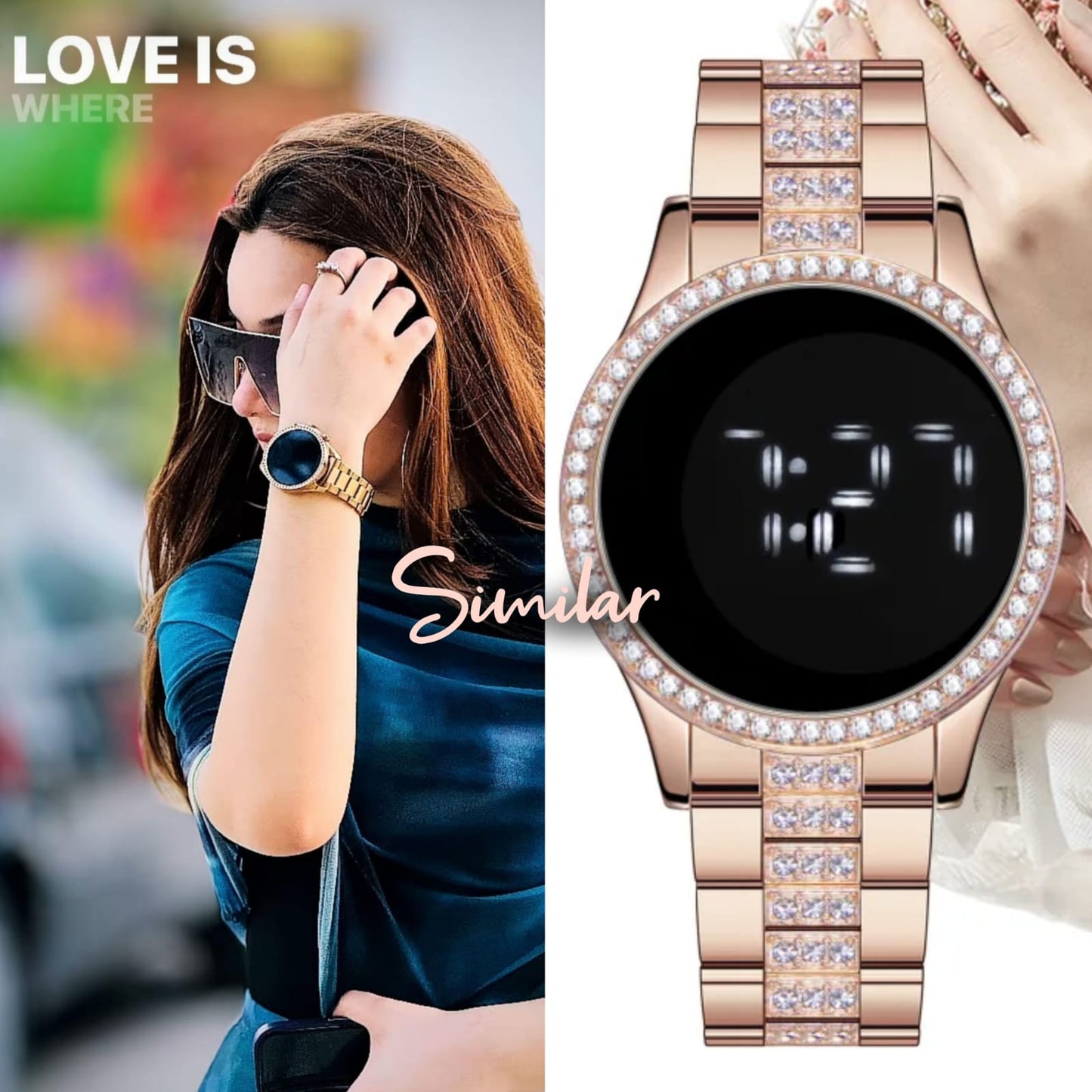 Led Watch For Her Rose Gold Stylish