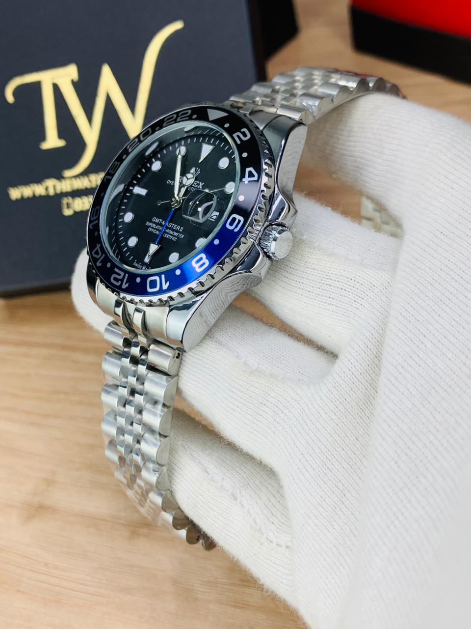 GMT Silver Blue Black Dial !