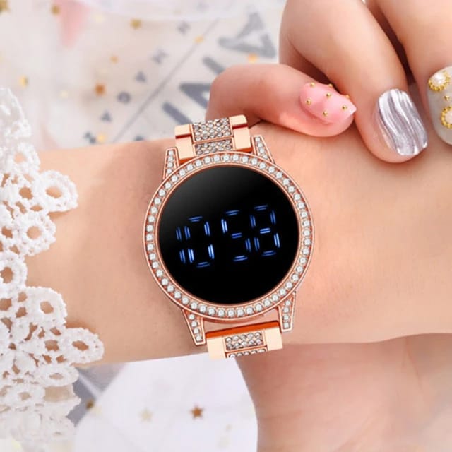 Led Display Touch Screen Watch In Rose Gold !