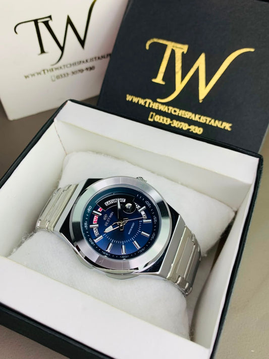 Day Date Bestwin Silver Blue