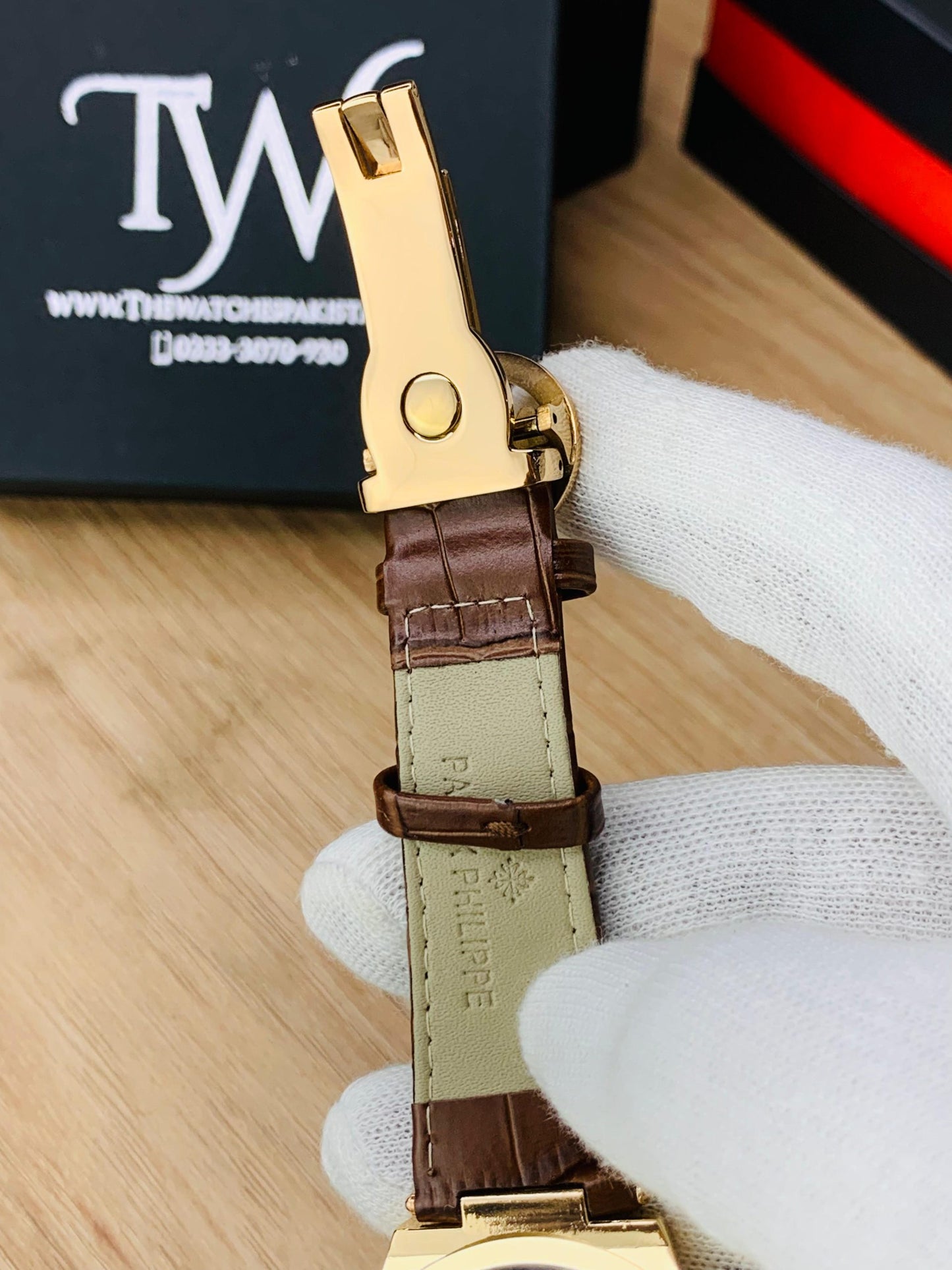 PP- Copper Case Brown Strap White Dial