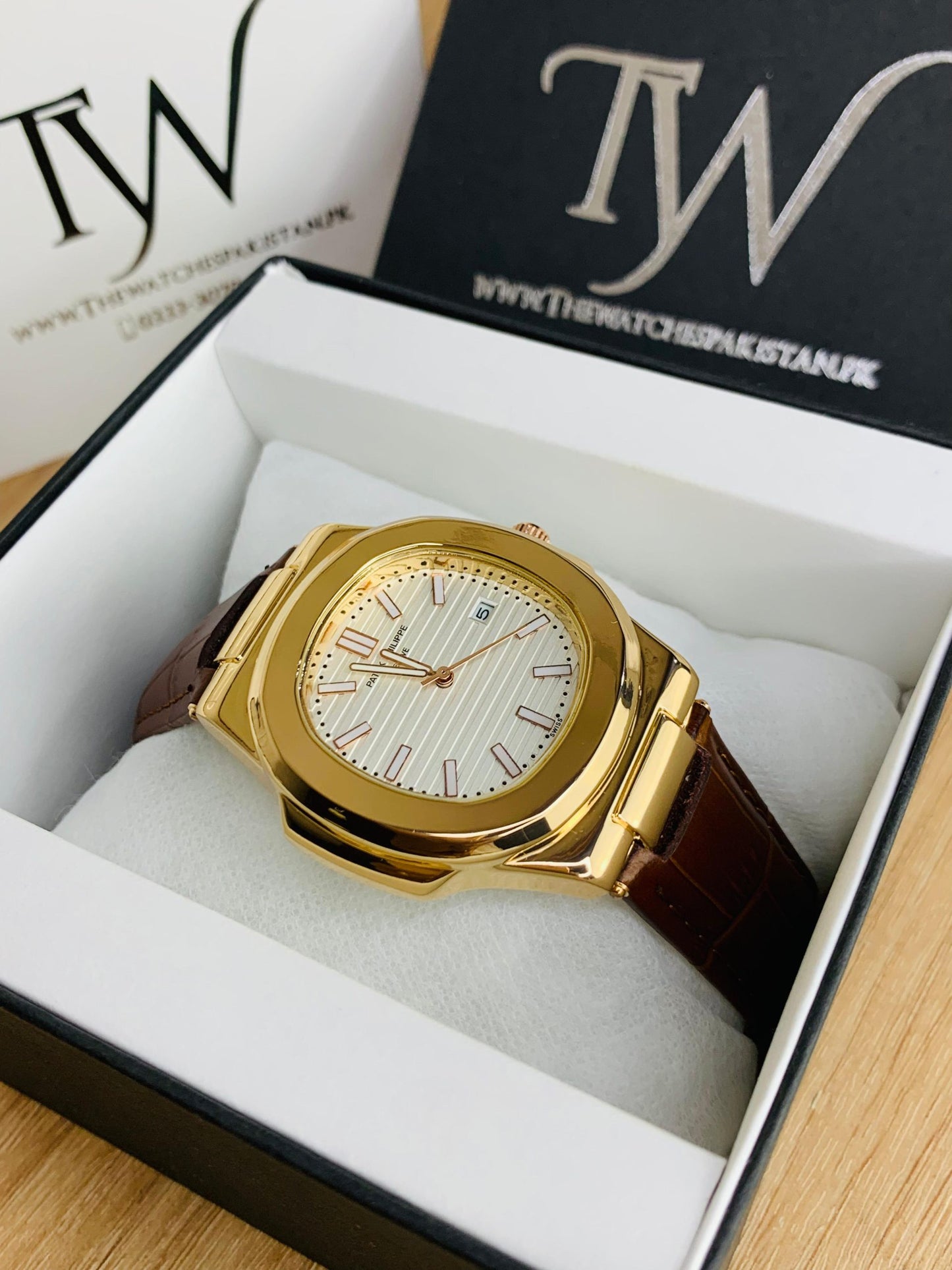 PP- Copper Case Brown Strap White Dial