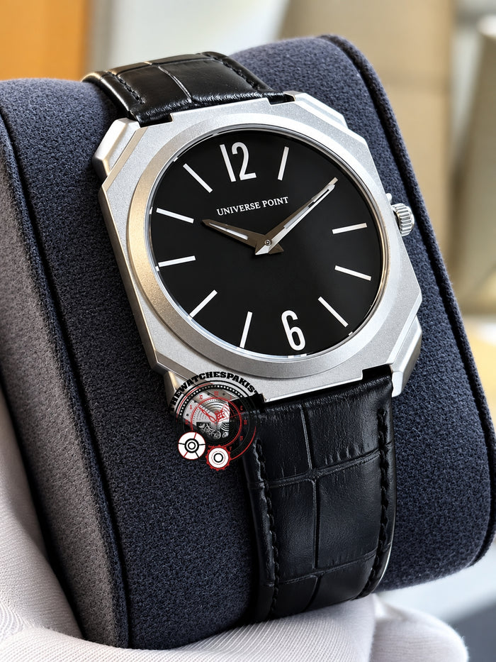 UP-Strap Watch For Men Silver Black