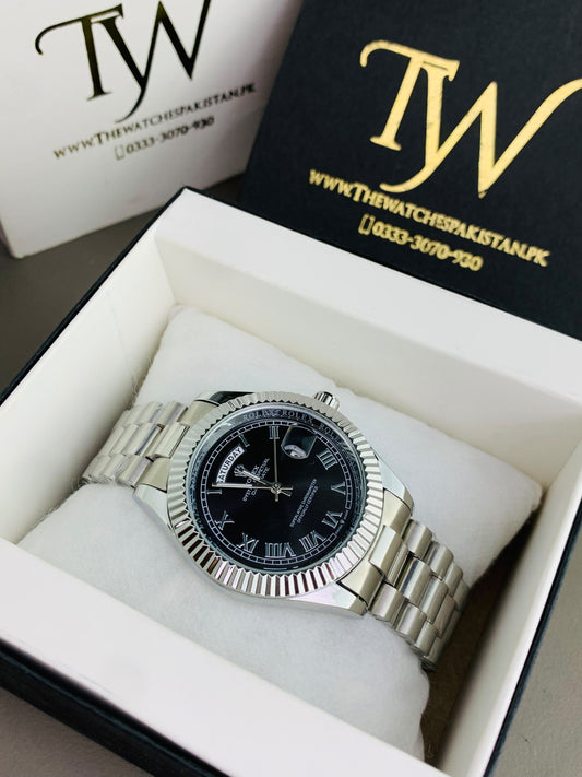 Roman Numeral Silver Black
