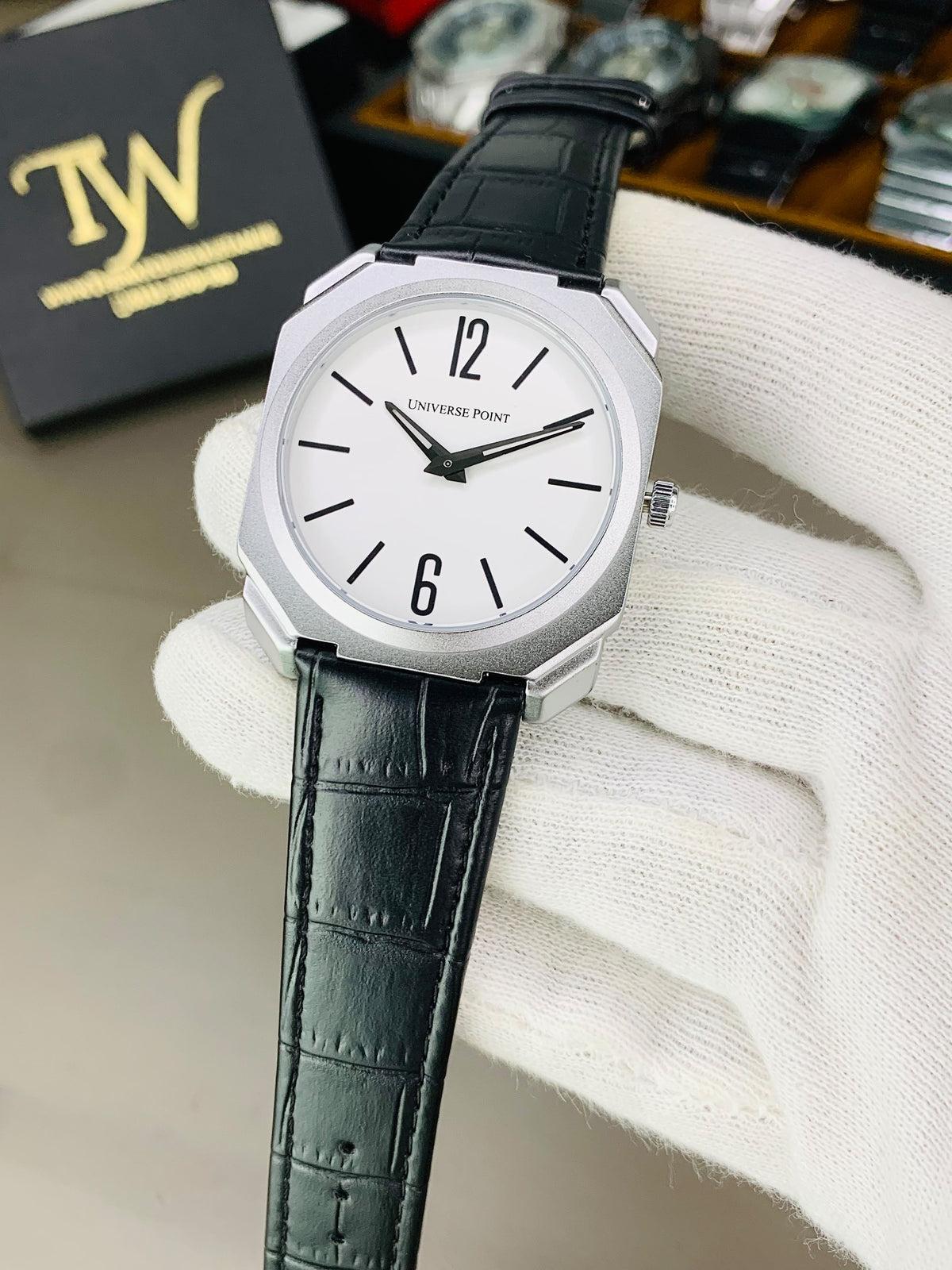 Black Strap White Dial !