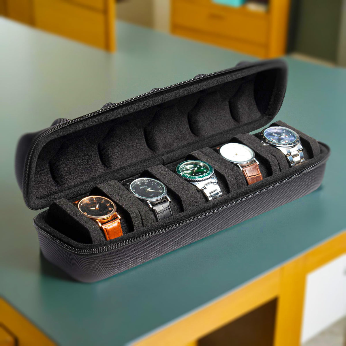 5 Slots Travel Watch Roll Case Wristwatch Display Case Watch Storage Box
