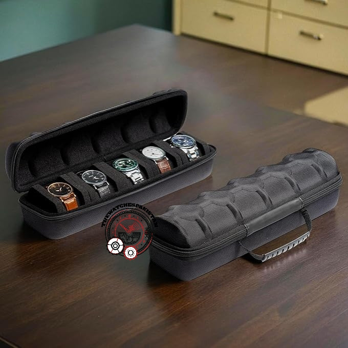 5 Slots Travel Watch Roll Case Wristwatch Display Case Watch Storage Box