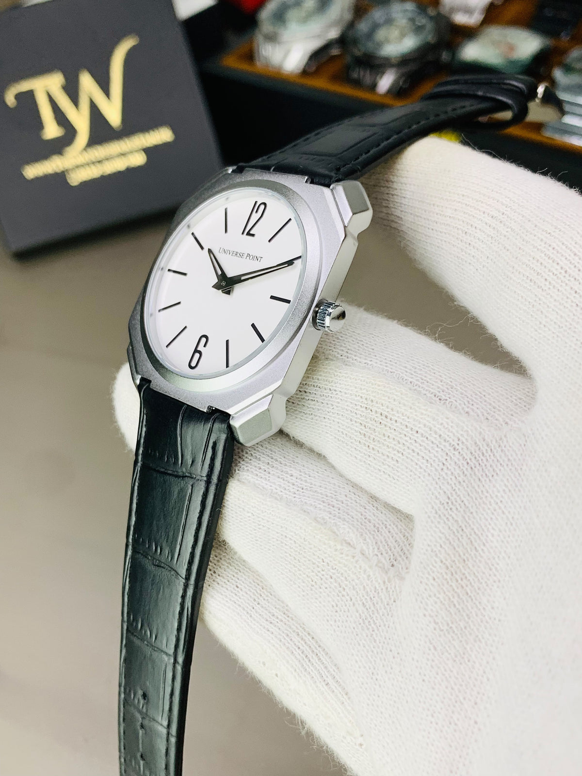 Black Strap White Dial !
