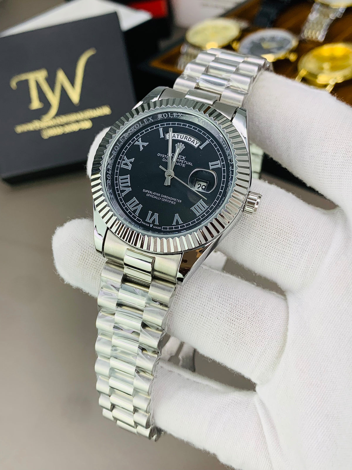 Roman Numeral Silver Black