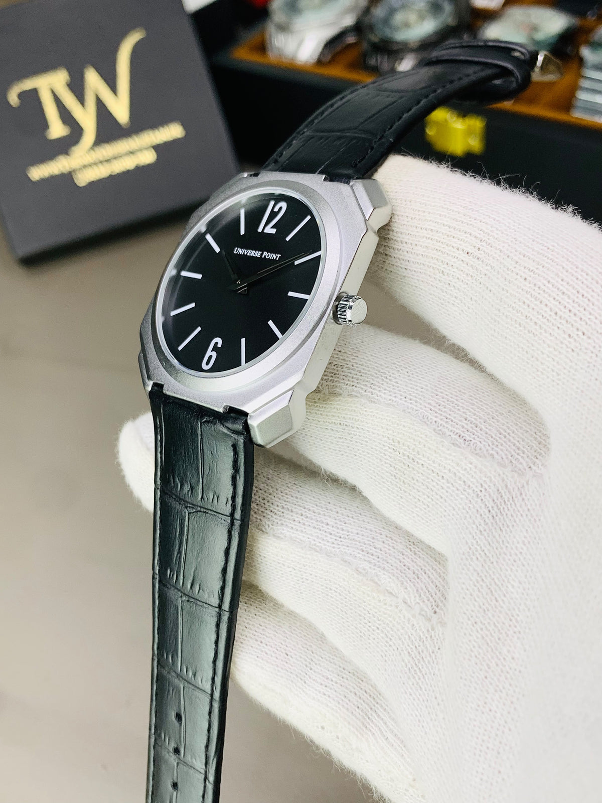 UP-Strap Watch For Men Silver Black