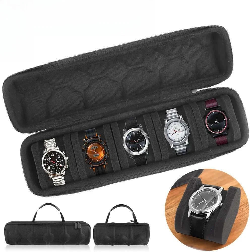 5 Slots Travel Watch Roll Case Wristwatch Display Case Watch Storage Box