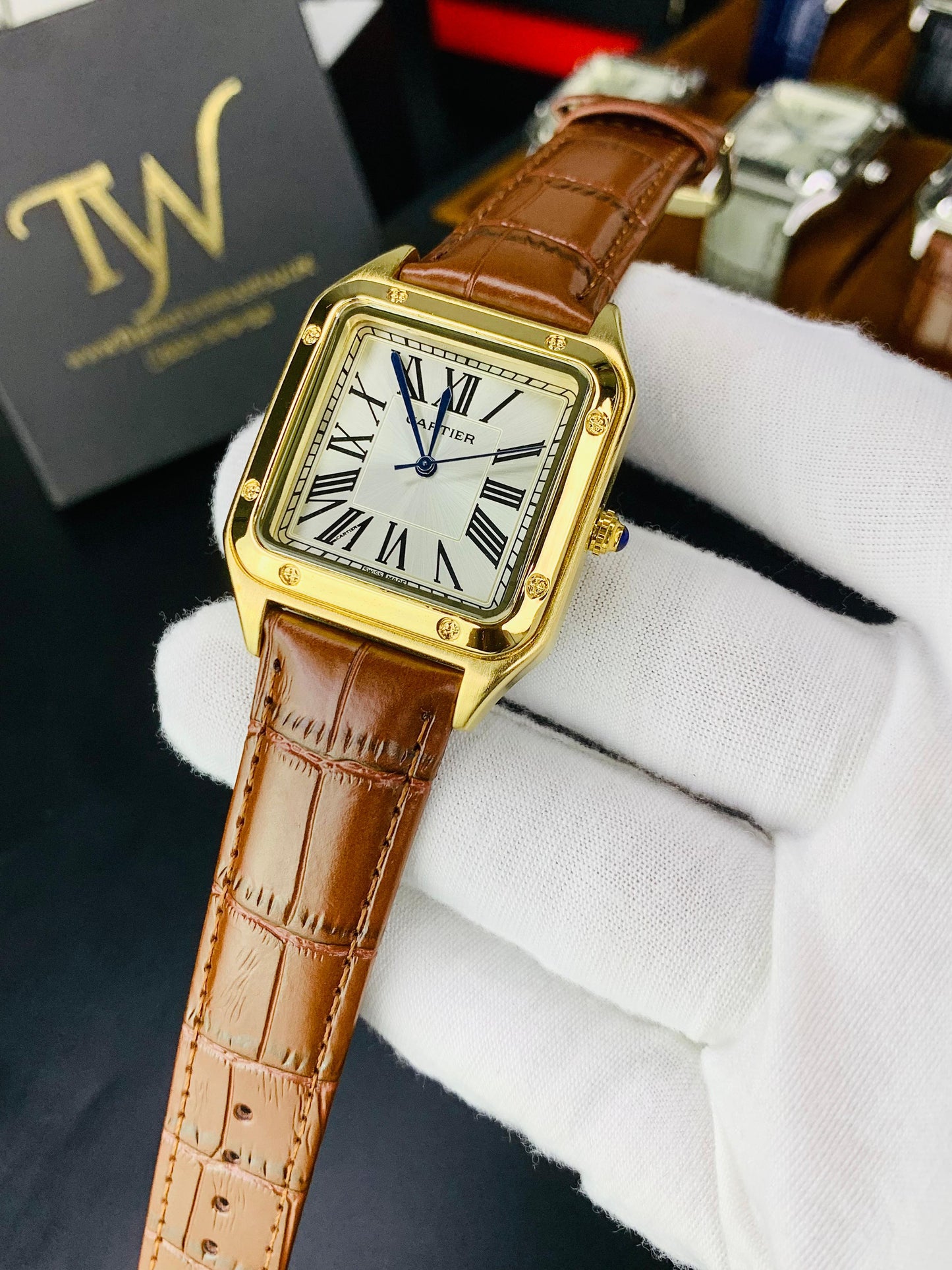 Cartier Santos Brown Golden